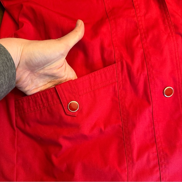 Mackintosh New England Medium Red Hood Snap Button Rain Jacket Classic - Picture 4 of 8